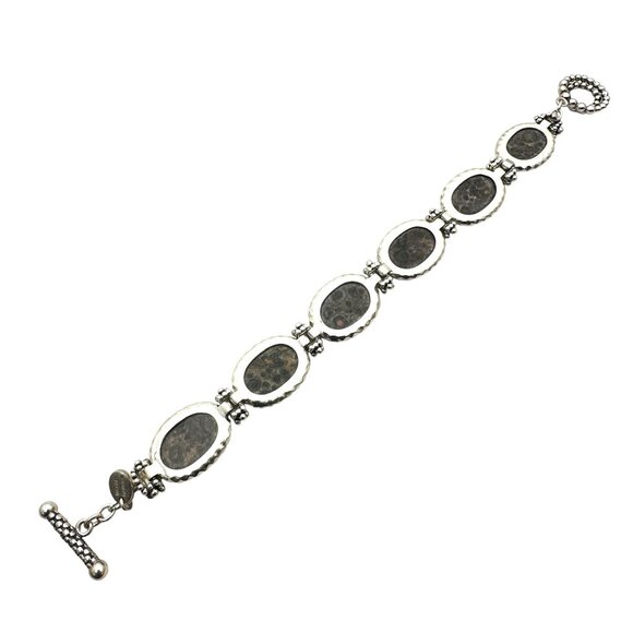 Michael Dawkins Jasper? Gemstone Sterling Silver Bracelet 8 Inch 38 Grams - Picture 2 of 4